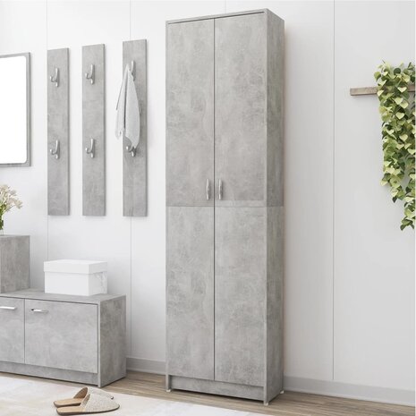 Gangkast 55x25x189 cm bewerkt hout betongrijs 1