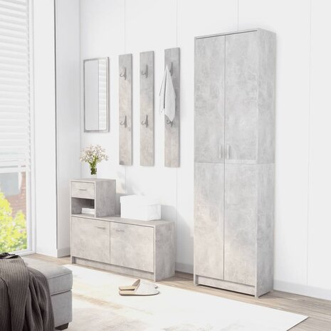 Gangkast 55x25x189 cm bewerkt hout betongrijs 3