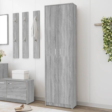 Gangkast 55x25x189 cm bewerkt hout grijs sonoma eikenkleurig 1