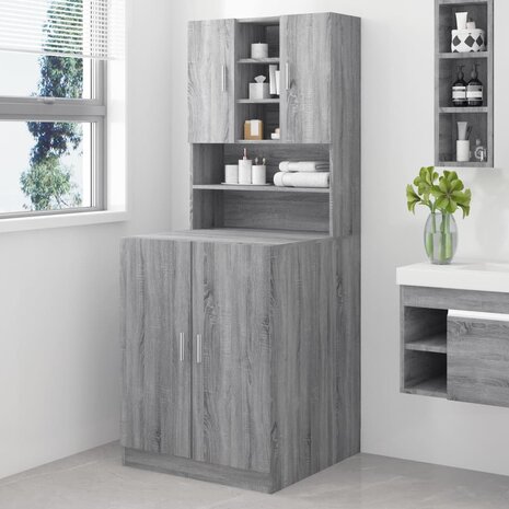 Wasmachinekast bewekrt hout grijs sonoma eikenkleurig 1
