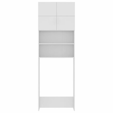 Wasmachinekast 64x25,5x190 cm bewerkt hout wit 6