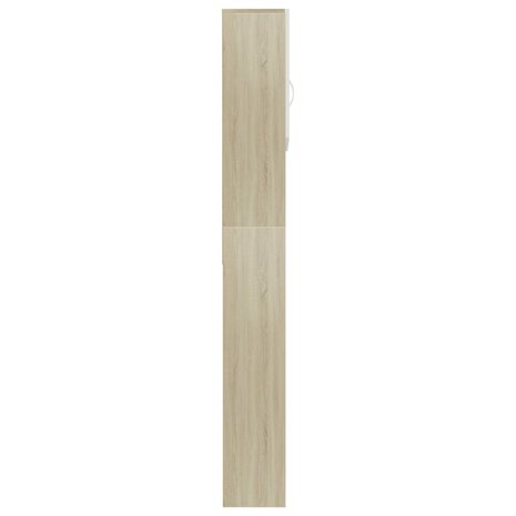 Wasmachinekast 64x25,5x190 cm wit en eikenkleurig 7