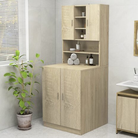 Wasmachinekast 70,5x25,5x90 cm sonoma eikenkleurig 1