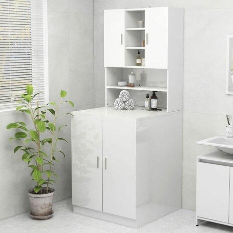 Wasmachinekast 70,5x25,5x90 cm hoogglans wit 1