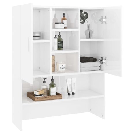 Wasmachinekast 70,5x25,5x90 cm hoogglans wit 6