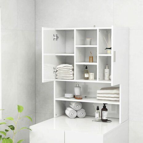Wasmachinekast 70,5x25,5x90 cm hoogglans wit 7