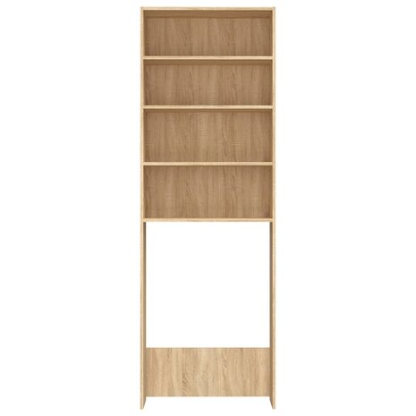 Wasmachinekast 64x24x190 cm wit en sonoma eikenkleurig 3