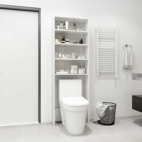Wasmachinekast 64x24x190 cm hoogglans wit 1
