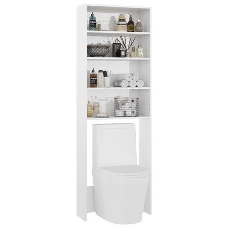Wasmachinekast 64x24x190 cm hoogglans wit 6