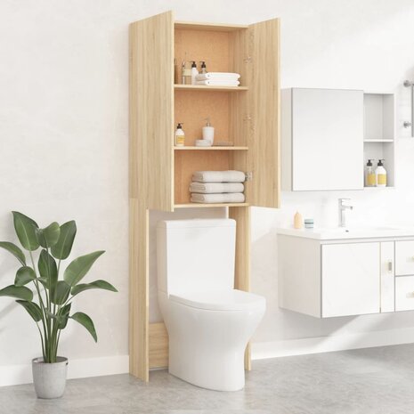 Wasmachinekast 64x25,5x190 cm sonoma eikenkleurig 8