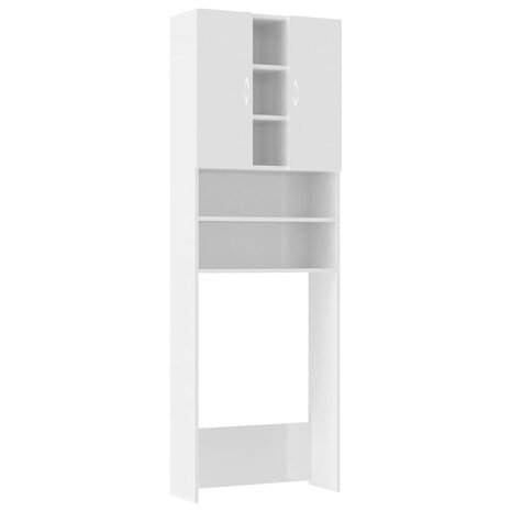 Wasmachinekast 64x25,5x190 cm hoogglans wit 2