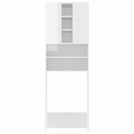 Wasmachinekast 64x25,5x190 cm hoogglans wit 3