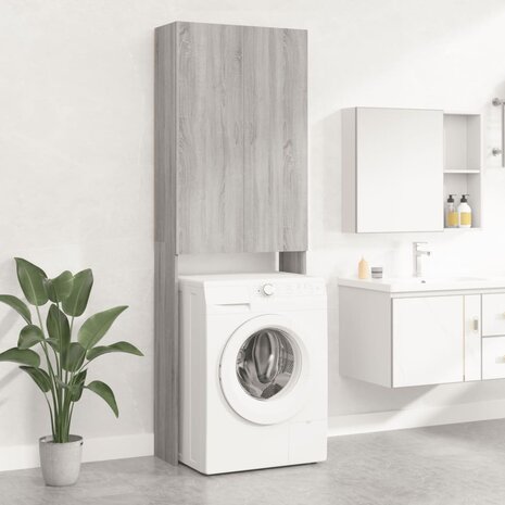 Wasmachinekast 64x25,5x190 cm grijs sonoma eikenkleurig 1