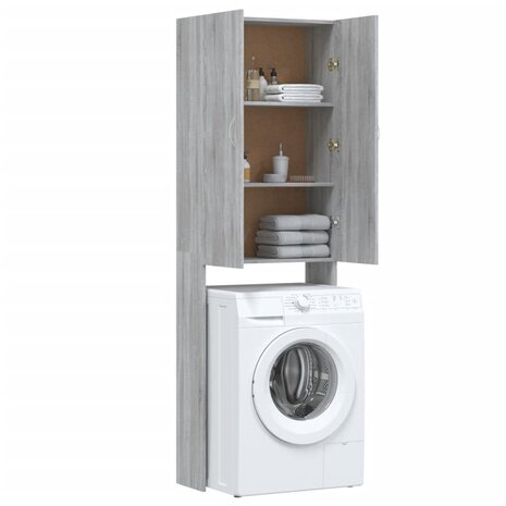 Wasmachinekast 64x25,5x190 cm grijs sonoma eikenkleurig 5