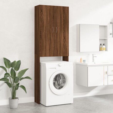 Wasmachinekast 64x25,5x190 cm bruin eikenkleur 1