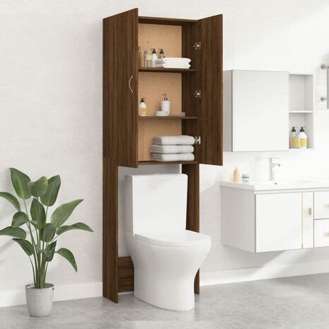 Wasmachinekast 64x25,5x190 cm bruin eikenkleur 4