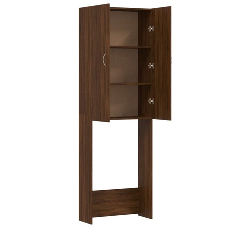 Wasmachinekast 64x25,5x190 cm bruin eikenkleur 7