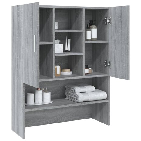 Wasmachinekast 70,5x25,5x90 cm grijs sonoma eikenkleurig 4