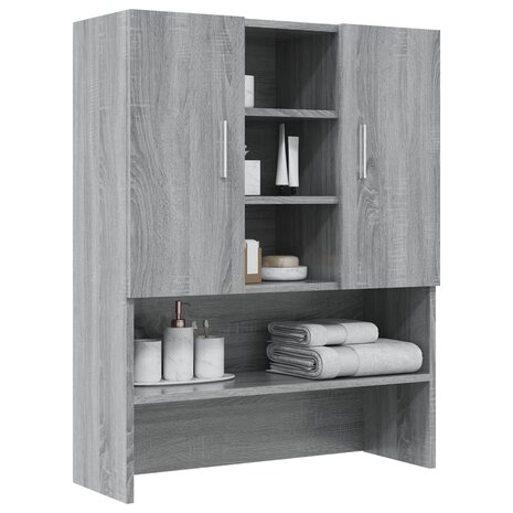 Wasmachinekast 70,5x25,5x90 cm grijs sonoma eikenkleurig 5