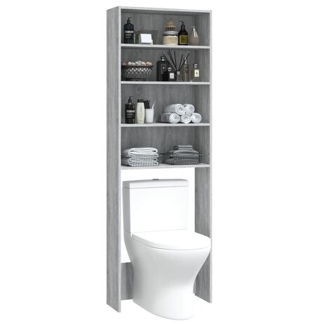 Wasmachinekast 64x24x190 cm grijs sonoma eikenkleurig 4