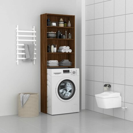 Wasmachinekast 64x24x190 cm bruin eikenkleur 1