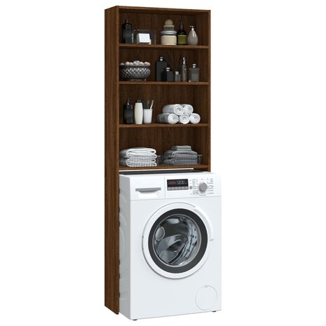 Wasmachinekast 64x24x190 cm bruin eikenkleur 4