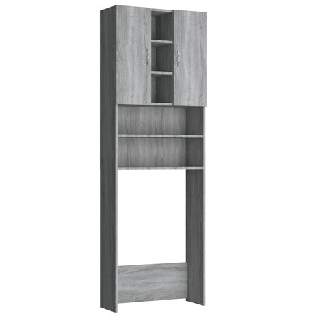 Wasmachinekast 64x25,5x190 cm grijs sonoma eikenkleurig 2