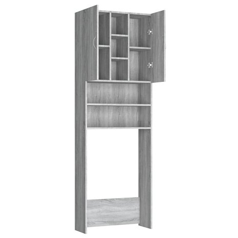 Wasmachinekast 64x25,5x190 cm grijs sonoma eikenkleurig 7