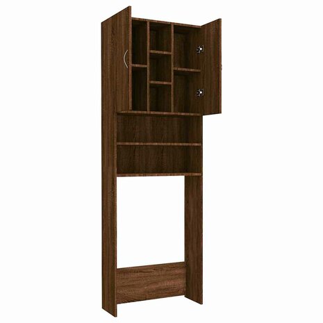 Wasmachinekast 64x25,5x190 cm bruin eikenkleur 7