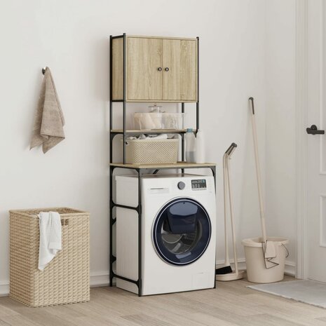 Wasmachinekast 68x48,5x194 cm sonoma eikenkleurig 3