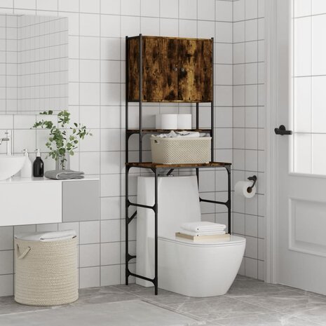 Wasmachinekast 68x48,5x194 cm gerookt eikenkleurig 4