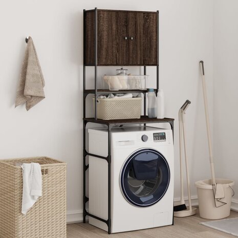 Wasmachinekast 68x48,5x194 cm bruin eikenkleur 1