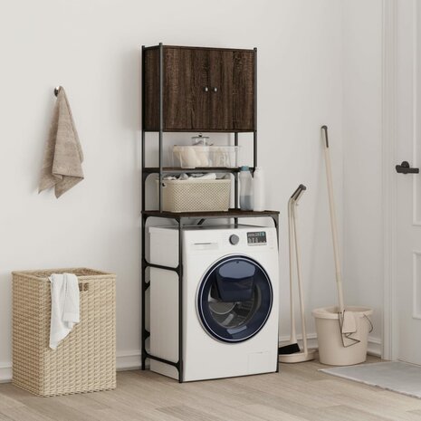 Wasmachinekast 68x48,5x194 cm bruin eikenkleur 3