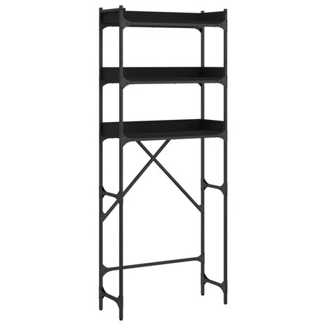 Wasmachinekast 67x25x163 cm bewerkt hout zwart 2