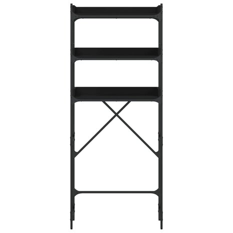 Wasmachinekast 67x25x163 cm bewerkt hout zwart 6