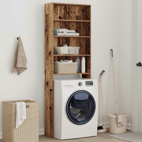 Wasmachinekast 64x24x190 cm oud houtkleurig 3
