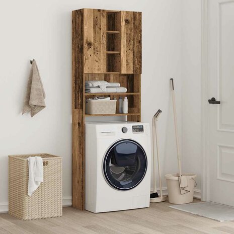 Wasmachinekast 64x25,5x190 cm oud houtkleurig 4