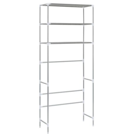 Opbergrek voor boven wasmachine 3-laags 69x28x169 cm zilver 4