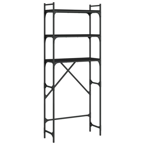 Wasmachinerek 67x25x163 cm bewerkt hout zwart 2