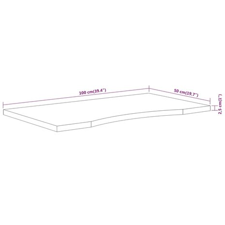 Bureaublad rechthoekig 100x50x2,5 cm massief acaciahout 9