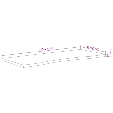 Bureaublad rechthoekig 110x50x2,5 cm massief acaciahout 9