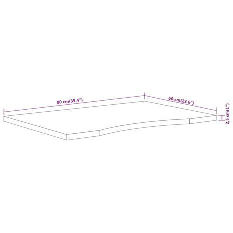 Bureaublad rechthoekig 80x60x2,5 cm massief acaciahout 9