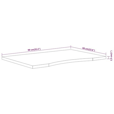 Bureaublad rechthoekig 90x60x2,5 cm massief acaciahout 9