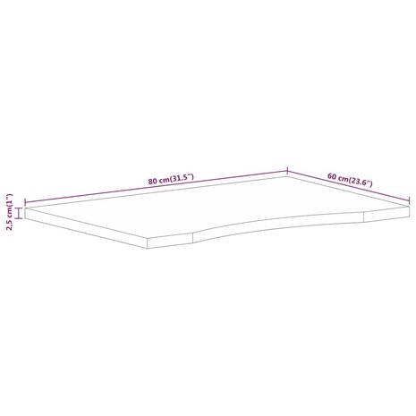 Bureaublad met ronding 80x60x2,5 cm massief ruw mangohout 8