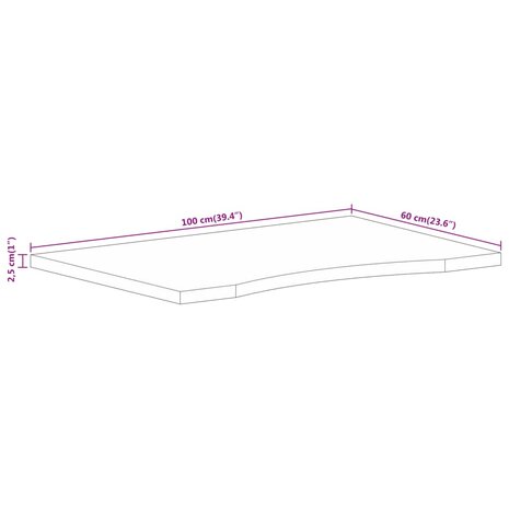 Bureaublad met ronding 100x60x2,5 cm massief ruw mangohout 8
