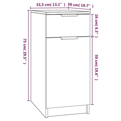 Bureaukast 33,5x50x75 cm bewerkt hout sonoma eikenkleurig 9