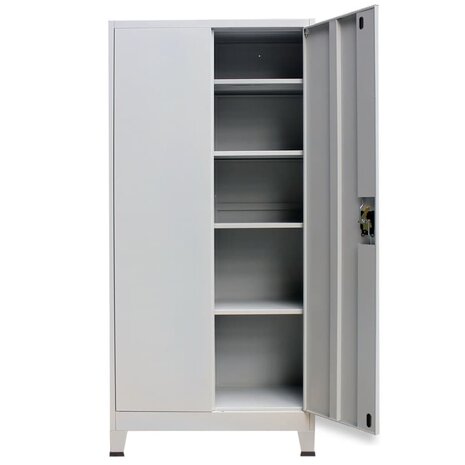 Kantoorkast met 2 deuren staal 90x40x180 cm grijs 4