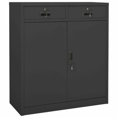 Kantoorkast met plantenbak 90x40x125 cm staal antracietkleurig 5