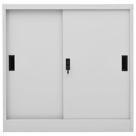 Kantoorkast met schuifdeuren 90x40x90 cm staal lichtgrijs 2