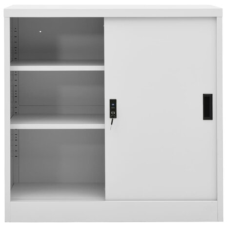Kantoorkast met schuifdeuren 90x40x90 cm staal lichtgrijs 3